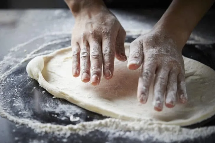 stretching dough